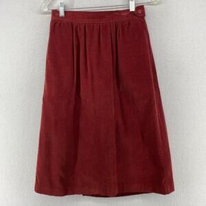 BRADLEES Skirt 8 Corduroy Straight Pull On Wrap Cottagecore Cotton Red Vtg
